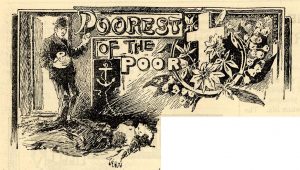 Illustration for an article titled ‘Poorest of the Poor’ showing a man entering a room to discover a dead woman lying on the floor.